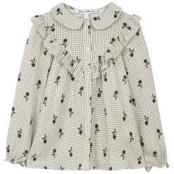 TARTINE ET CHOCOLAT Floral Checked Shirt Cream
