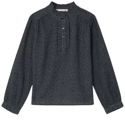 BONPOINT Juna Printed Ruffled Blouse Slate Gray