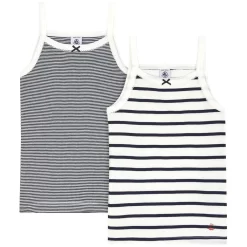 PETIT BATEAU 2-Pack Breton Tank Tops White