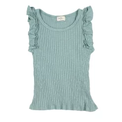 Ruffled Ribbed Tank Top Sea Pine