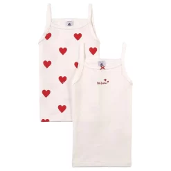 PETIT BATEAU 2-Pack Heart Print Tank Tops Pink