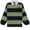 Molo GOTS Relz Striped Polo Shirt Black Moss