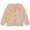 Knit Cardigan With Frill Collar Pearl Pink