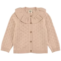 Knit Cardigan With Frill Collar Pearl Pink