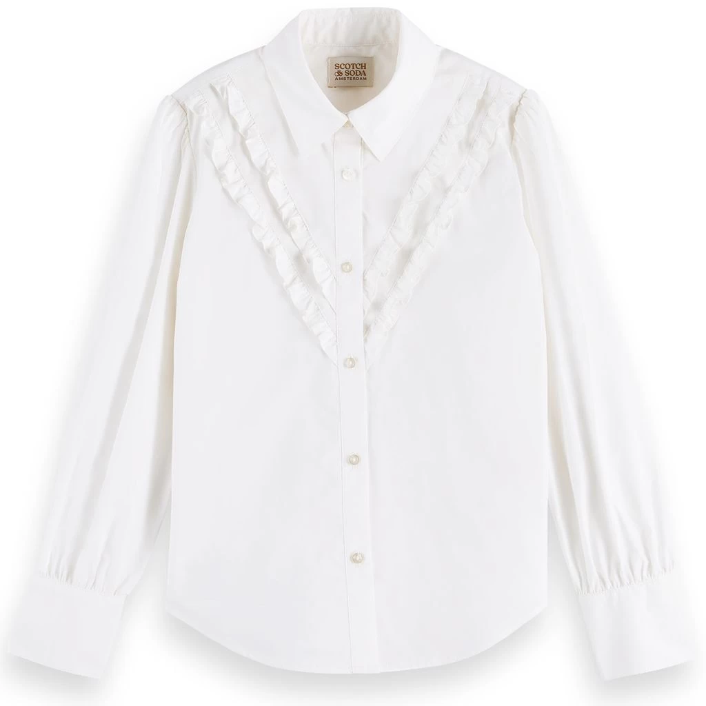 Scotch & Soda Ruffled Shirt White 1 Scotch & Soda Ruffled Shirt White