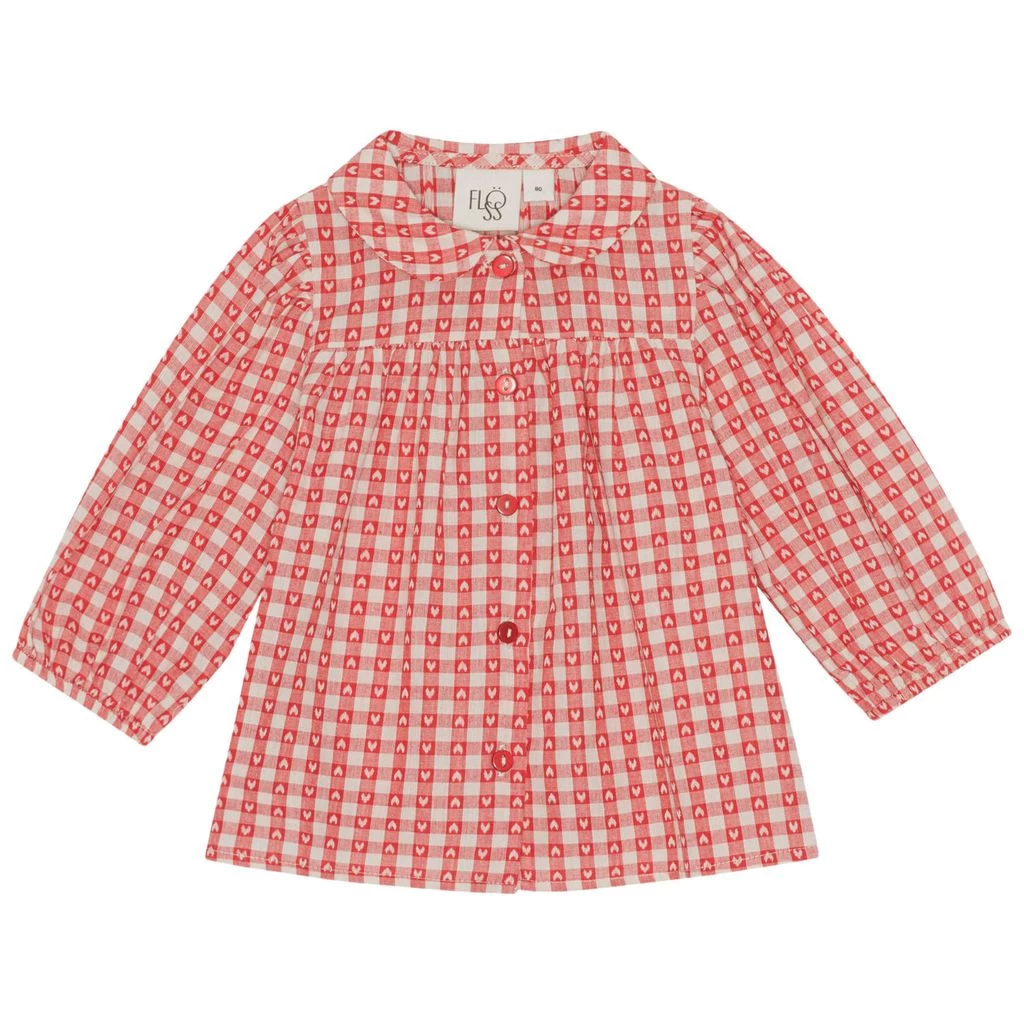 Ally Gingham Blouse With Hearts Red 1 Ally Gingham Blouse With Hearts Red