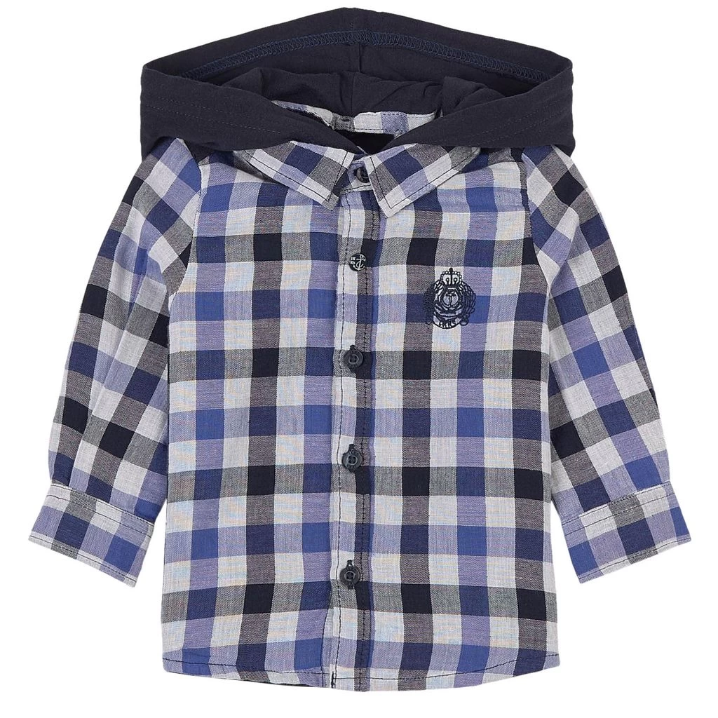 Ikks Checked Hooded Shirt Blue 1 Ikks Checked Hooded Shirt Blue