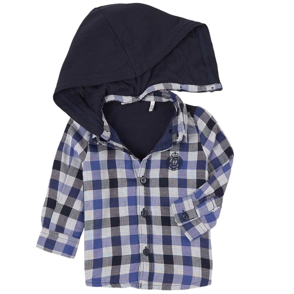 Ikks Checked Hooded Shirt Blue 3 Ikks Checked Hooded Shirt Blue - Image 3