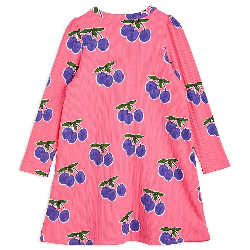 Mini Rodini GOTS Plum Printed Dress Pink 2 Mini Rodini GOTS Plum Printed Dress Pink - Image 2