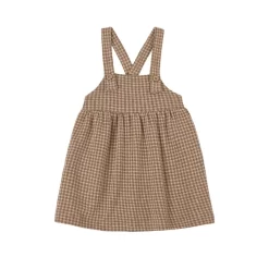Checked Pinafore Dress Caramel