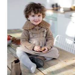 Checked Pinafore Dress Caramel -PETIT BATEAU Store 1024x1024 1598