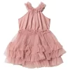 Ruffled Chiffon Dance Dress Dusty Pink