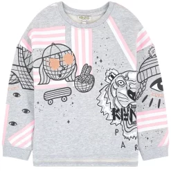 Kenzo Grey Cosmic Tiger Print Sweatshirt