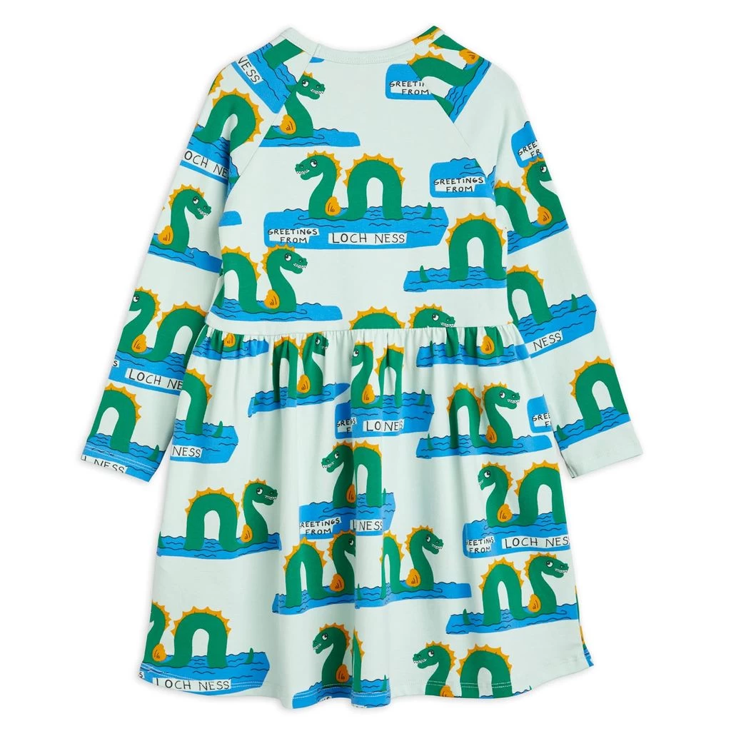Mini Rodini Loch Ness Printed Dress Green 2 Mini Rodini Loch Ness Printed Dress Green - Image 2