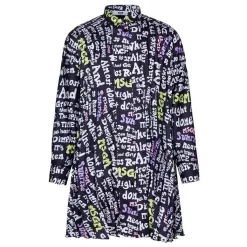 MSGM Pleated Printed Dress Black