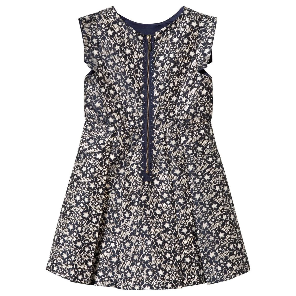 Navy And Gold Floral Jacquard Dress 2 Navy And Gold Floral Jacquard Dress - Image 2