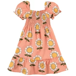 Mini Rodini GOTS Mr Flower Woven Dress Apricot