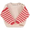 Knitted Sweater Red & Ecru