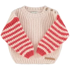 Knitted Sweater Red & Ecru
