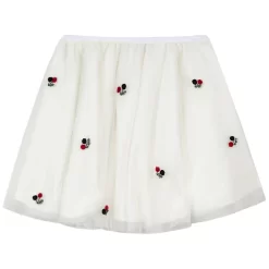 TARTINE ET CHOCOLAT Embroidered Tulle Skirt Cream