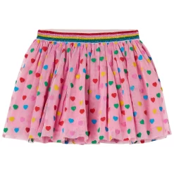 Stella McCartney Kids Heart Printed Tulle Skirt Pink