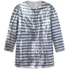 Zadig & Voltaire Striped Sequin Dress Silver