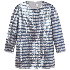 Zadig & Voltaire Striped Sequin Dress Silver