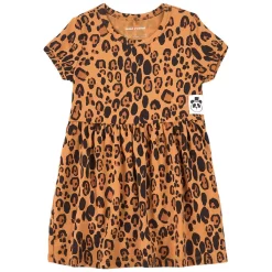 Mini Rodini Basic Leopard Ss Dress Tencel™ Beige