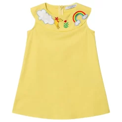 Yellow Emboirdered Picture Collar Dress
