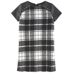 Mayoral Tartan Faux Leather Dress Black