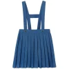 Jacadi Pleated Skirt With Shoulder Straps Denim Blue