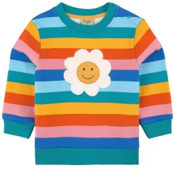 Frugi Sammy Sweatshirt Mid Pink Rainbow Stripe/Daisy
