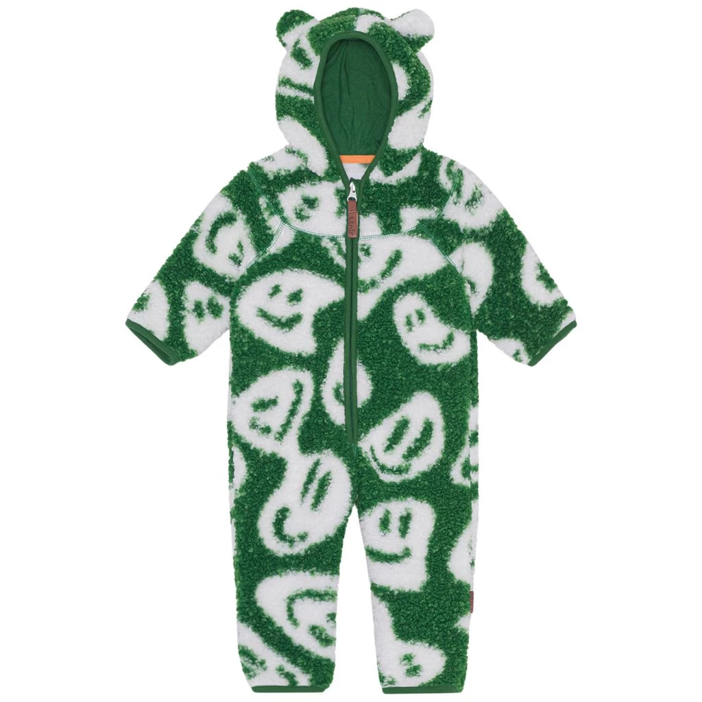 Molo Umeko Fleece Coverall Smile On Green 1 Molo Umeko Fleece Coverall Smile On Green