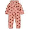 Northpole Recycled Heart Printed Fleece Coverall Woody Rose