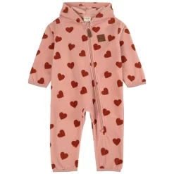 Northpole Recycled Heart Printed Fleece Coverall Woody Rose