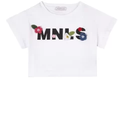 Monnalisa Logo Crop T-Shirt White