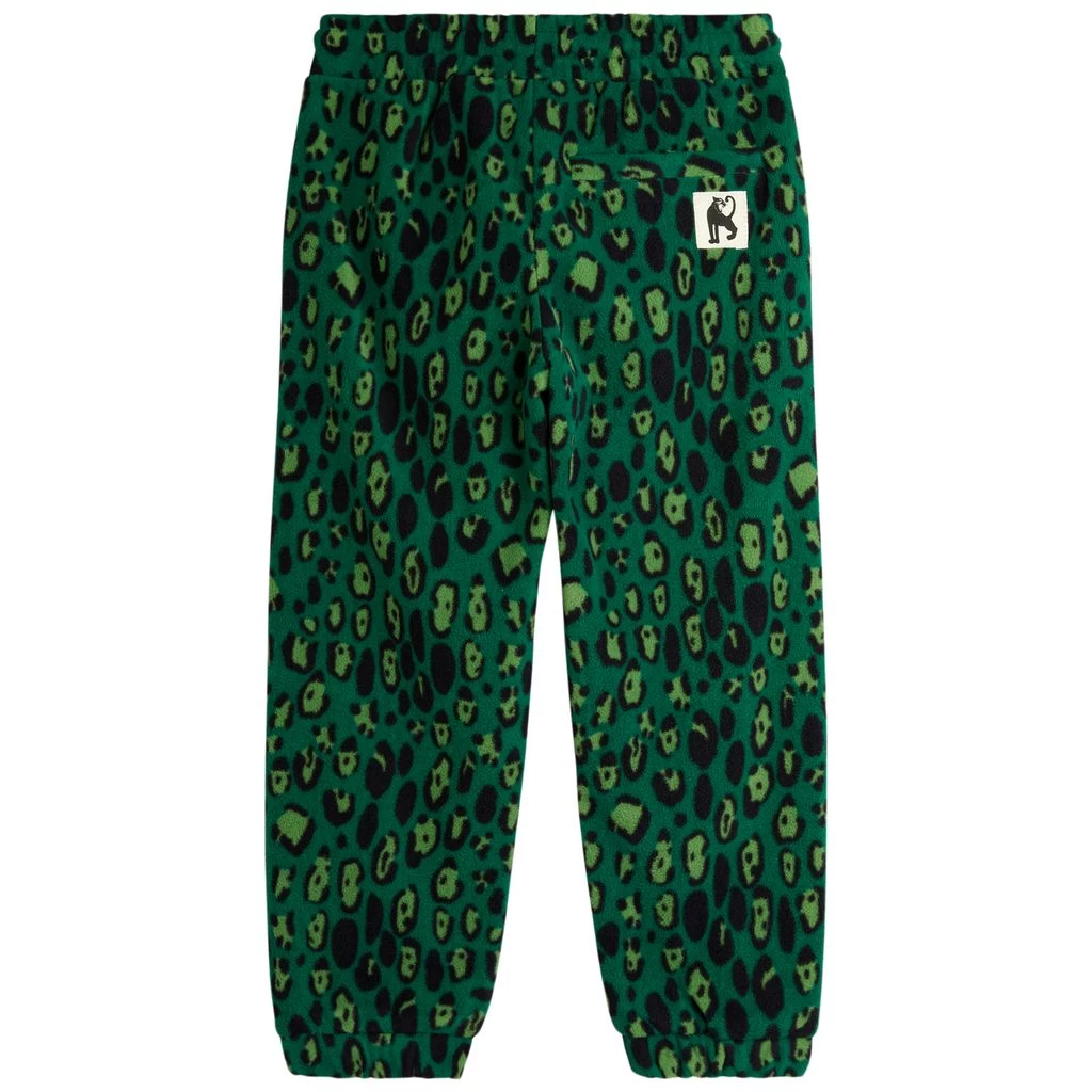 Mini Rodini Fleece Pants With Leopard Print Green 2 Mini Rodini Fleece Pants With Leopard Print Green - Image 2