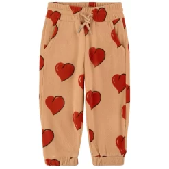 Mini Rodini Heart Printed Fleece Pants Beige