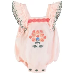 Romper With Floral Print Pink