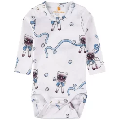 Mini Rodini GOTS Printed Baby Body Light Blue