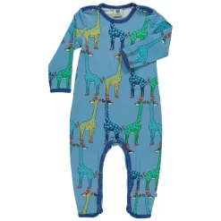 SmÄfolk Bodysuit With Giraffes Blue Grotto