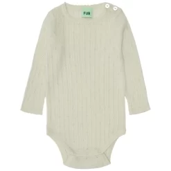 Wool Baby Body With Pointelle Details Ecru