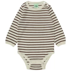 Striped Wool Baby Body Ecru/Amber