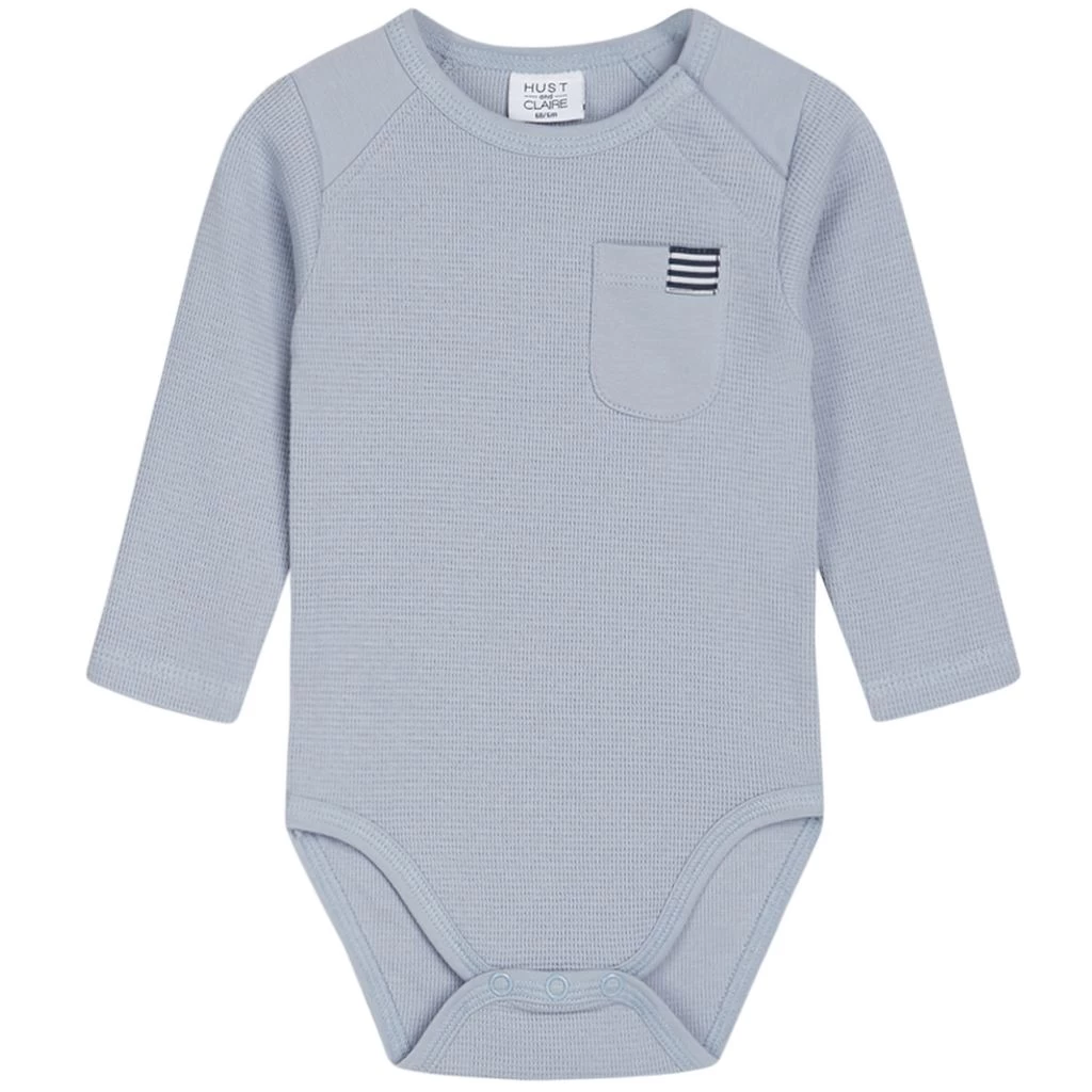 Hust & Claire GOTS Buster Baby Body Dusty Blue 1 Hust & Claire GOTS Buster Baby Body Dusty Blue