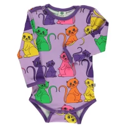 SmÄfolk Cat Printed Baby Body Viola
