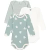 PETIT BATEAU 3-Pack Baby Bodies Green