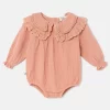Soft Gauze Collar Baby Romper Pink Romper Pink