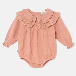 Soft Gauze Collar Baby Romper Pink Romper Pink