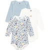 PETIT BATEAU 3-Pack Baby Bodies Blue