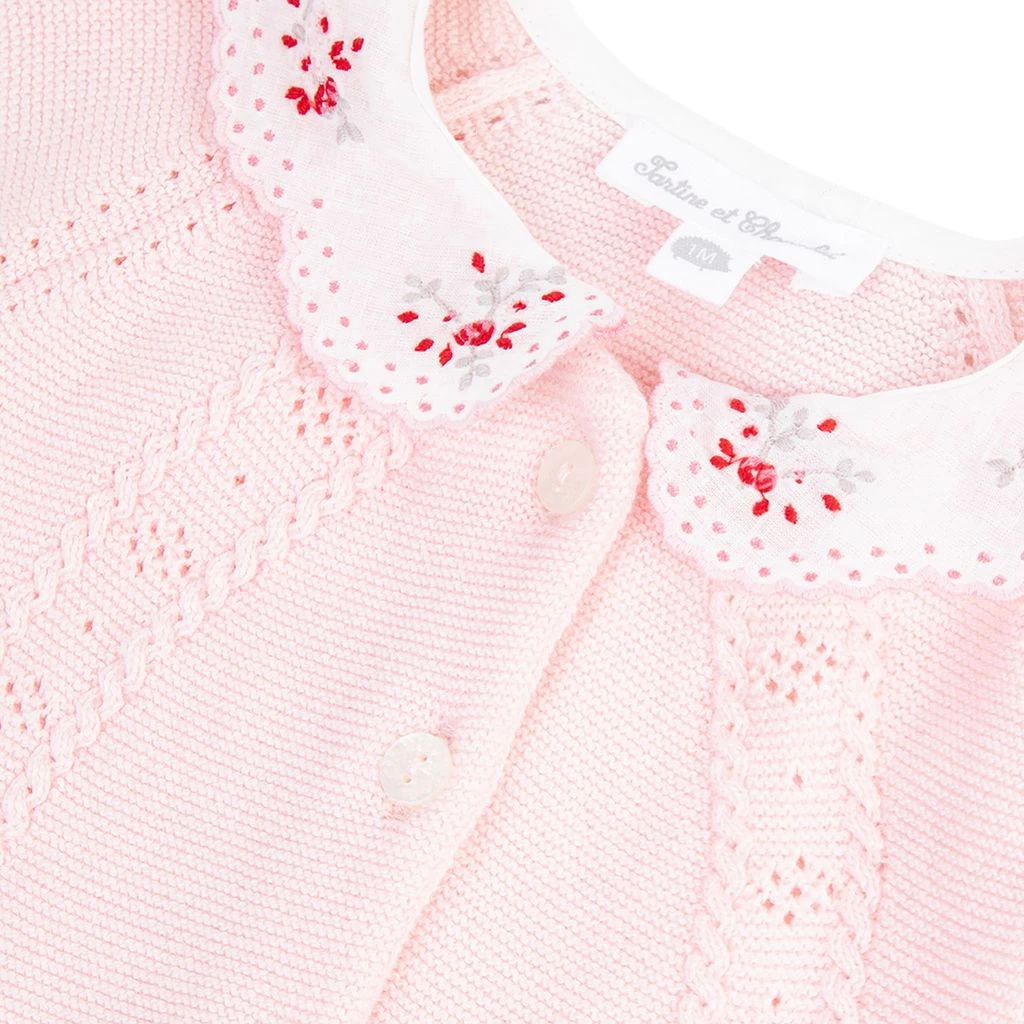 TARTINE ET CHOCOLAT Knitted Onesie Pale Pink 3 TARTINE ET CHOCOLAT Knitted Onesie Pale Pink - Image 3
